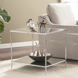 SEI Furniture Knox Glam Mirrored End Table, Square, Chrome