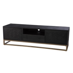 SEI Furniture Dessingham TV/Media Stands, 20"H x 65"W x 18"D, Black/Brown/Antique Gold, Set Of 2 Stands