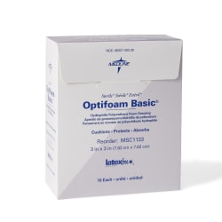 Medline Optifoam Basic Sterile Non-Adhesive Dressings, 3" x 3", Pack Of 10