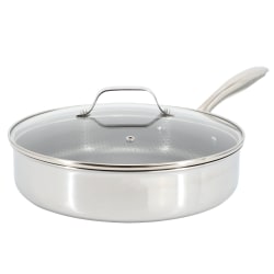 Oster Modessa Stainless Steel Nonstick Triply Sauté Pan With Honeycomb Design, 4.5 Qt, Silver