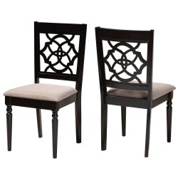Baxton Studio Renaud Dining Chairs, Sand/Dark Brown, Set Of 2 Chairs