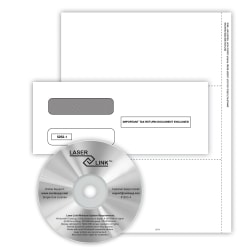 ComplyRight® 1099-MISC Recipient Copy Only Tax Form Set, Blank with Backer, 3-Up, with Envelopes & LaserLink Software, Pack of 50
