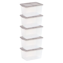Iris® Snap Top Storage Boxes, 14.5 Gallon, Clear, Set Of 5 Boxes