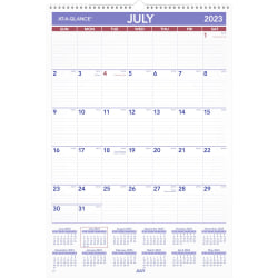 2023-2024 AT-A-GLANCE® Academic Monthly Wall Calendar, 15-1/2" x 22-3/4", July 2023 to June 2024, AY328