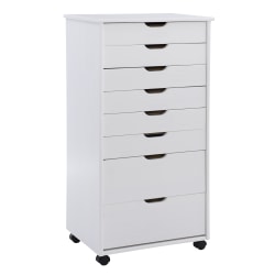 Linon Casimer 8-Drawer Rolling Home Office Storage Cart, White