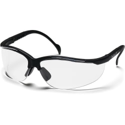 ProGuard 830 Series Style Line Safety Eyewear - Ultraviolet Protection - Polycarbonate - Clear, Black - Comfortable, Lightweight, Adjustable Temple, Comfortable - 1 Each