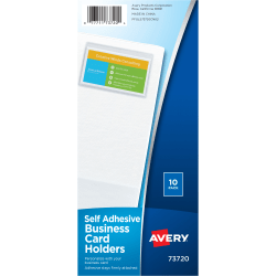 Avery® Self-Adhesive Top Load Business Card Holders, Holds 2" x 3.5" Cards, Clear, Pack Of 10