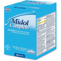 Midol Complete Pain Reliever Caplets - For Menstrual Cramp, Backache, Muscular Pain, Headache, Bloating - 100 / Box