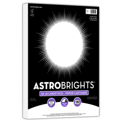Astrobrights Cardstock, Astro White, Letter (8-1/2" x 11"), 65 Lb, Pack Of 100 Sheets