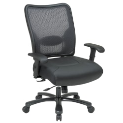 Office Star™ Big & Tall Bonded Leather/Air Grid® Mesh Back High-Back Chair, Black