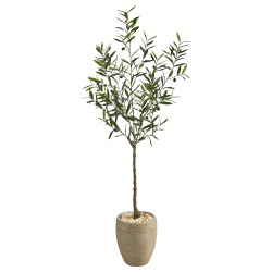 Nearly Natural Olive Tree 66"H Artificial Plant With Planter, 66"H x 21"W x 21"D, Green/Beige