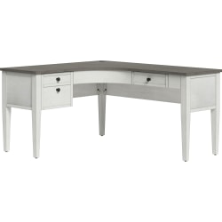 Whalen® Floor Display Lagron 60"W Wood L-Shaped Corner Desk, Arctic White/Shadow Gray