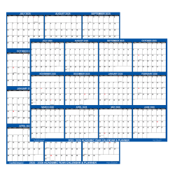 2025-2026 SwiftGlimpse Academic Erasable Monthly Wall Calendar, 24" x 36", White/Navy, July 2025 To June 2026