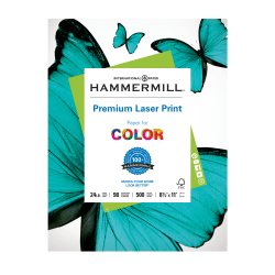 Hammermill® Premium Laser Paper, White, Letter Size (8 1/2" x 11"), Ream Of 500 Sheets, , FSC® Certified, 24 Lb, 98 Brightness