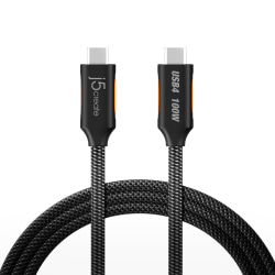 j5Create USB4 Gen 3 Full-Featured USB-C Braided Cable, 3.9', Black, JUCX27L12