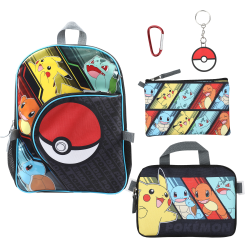 Bioworld Pokémon 5-Piece Backpack Set, Multicolor, Total Qty 1