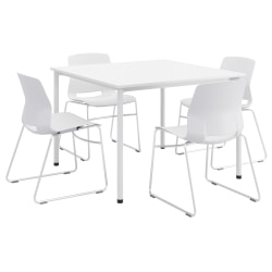 KFI Studios Dailey Square Dining Set With Sled Chairs, White