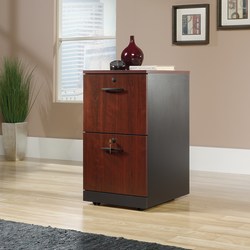 Sauder® Via 19-1/2"D Vertical 2-Drawer Pedestal File Cabinet, Classic Cherry/Soft Black