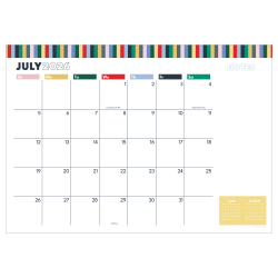 Monthly tear-off pages and large calendar grids  with ample writing space for daily appointments, to-dos and reminders as well as a reference of the previous and upcoming months. Spanning the July 2026 - June 2027 academic year.