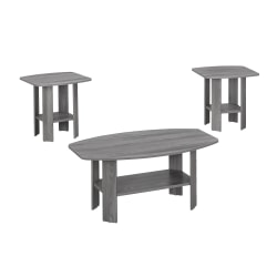 Monarch Specialties 3-Piece Table Set, Rectangle, Gray Sonoma Oak