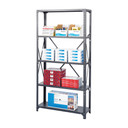 Safco® Commercial Steel Shelf Pack, 75"H x 36"W x 24"D, 6 Shelves, Gray