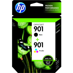 HP 901 Black And Tri-Color Ink Cartridges, Pack Of 2, CN069FN