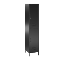 Ameriwood Home Systembuild Evolution Mission District 2-Door Metal Locker Storage Cabinet, 72-7/8"H x 15"W x 15-3/4"D, Black