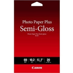 Canon® Photo Paper Plus Inkjet Print Photo Paper, Semi-gloss, 5" x 7", 69 Lb, White, 20 Sheets