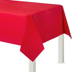 Amscan Flannel-Backed Vinyl Table Covers, 54" x 108", Apple Red, Set Of 2 Covers