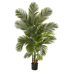 Nearly Natural Areca Palm 72"H Artificial Tree With Planter, 66"H x 33"W x 33"D, Green/Black