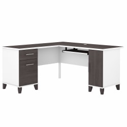 Bush Business Furniture Somerset 60"W L-Shaped Corner Desk With Storage, Storm Gray/White, Standard Delivery