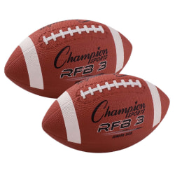 Champion Sports Rubber Footballs, Junior Size, Brown, Pack Of 2 Footballs
