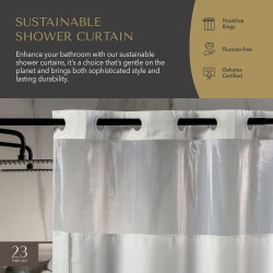 23 Threads, Shower Curtain, Embroidered GRS Polyester, Hook-Free, White/Taupe, 71" x 74", Case Of 12 Curtains