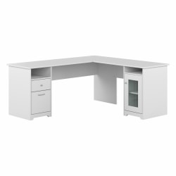 Bush® Furniture Cabot 72"W L-Shaped Computer Desk With Storage, White, Standard Delivery