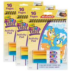 Crayola Color & Erase Reusable Activity Pad, Bluey, Pack Of 3