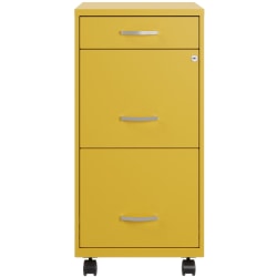 Realspace® SOHO Organizer 18"D Vertical 3-Drawer Mobile File Cabinet, Gold