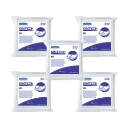Kimtech™ W5 Critical Task Wipers, Flat Double Bag, Spunlace, 9 x 9, Unscented, White, 100/Pack, 5 Packs/Carton