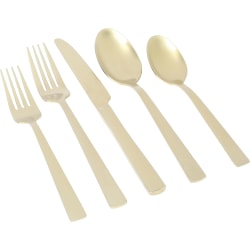 Gibson Elite Earlston 20-Piece Stainless Steel Flatware Set, Champagne Gold