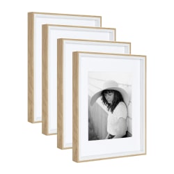 Uniek Kate And Laurel Gibson Transitional Casual Frame Set, 14-3/4" x 11-3/4", Matted For 8" x 10", White/Natural, Set Of 4