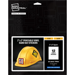 Avery Waterproof Vinyl Stickers, 2" x 2" , Laser, 60ct (61538) - Square Shape - 61538