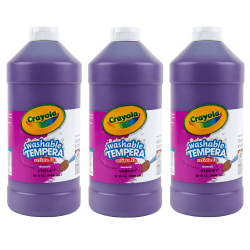 Crayola Artista II Washable Tempera Paint, 32 oz, Violet, Pack Of 3