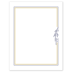 Avery® Printable Cards, S00-DPJ-PRMWC10, Rectangle, 8-1/2" x 11", Matte White, Preprinted Gold & Navy Border with Florals Design, Pack Of 10