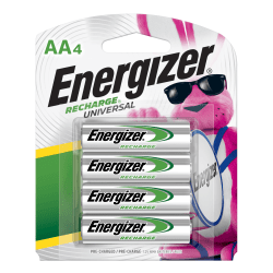Energizer® Rechargeable NiMH AA Batteries, Pack Of 4