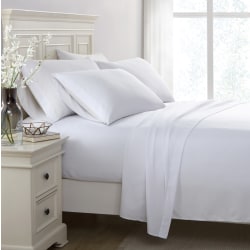 Flourish Microfiber Flat Sheets, King, White, Total Qty 12