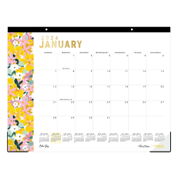2024 Blue Sky? AM Happy Monthly Desk Pad Planning Calendar, 22" x 17", January to December