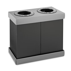Alpine 2-Compartment Indoor Trash Bin, 28 Gallon, Black