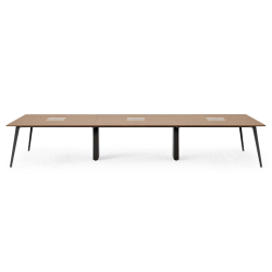 Branch Furniture 144"W 6-Person Computer Desk, Walnut Top/Charcoal Leg