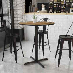 Flash Furniture Round Laminate Table Top With BarH Table Base, 43-3/16"H x 36"W x 36"D, Walnut