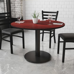 Flash Furniture Laminate Round Table Top With Table-Height Base, 31-1/8"H x 42"W x 42"D, Mahogany/Black