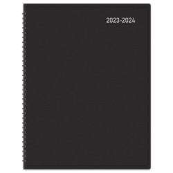 2023-2024 Office Depot® Brand 14-Month Weekly/Monthly Academic Planner, Vertical Format, 8" x 11", 30% Recycled, Black, July 2023 to August 2024